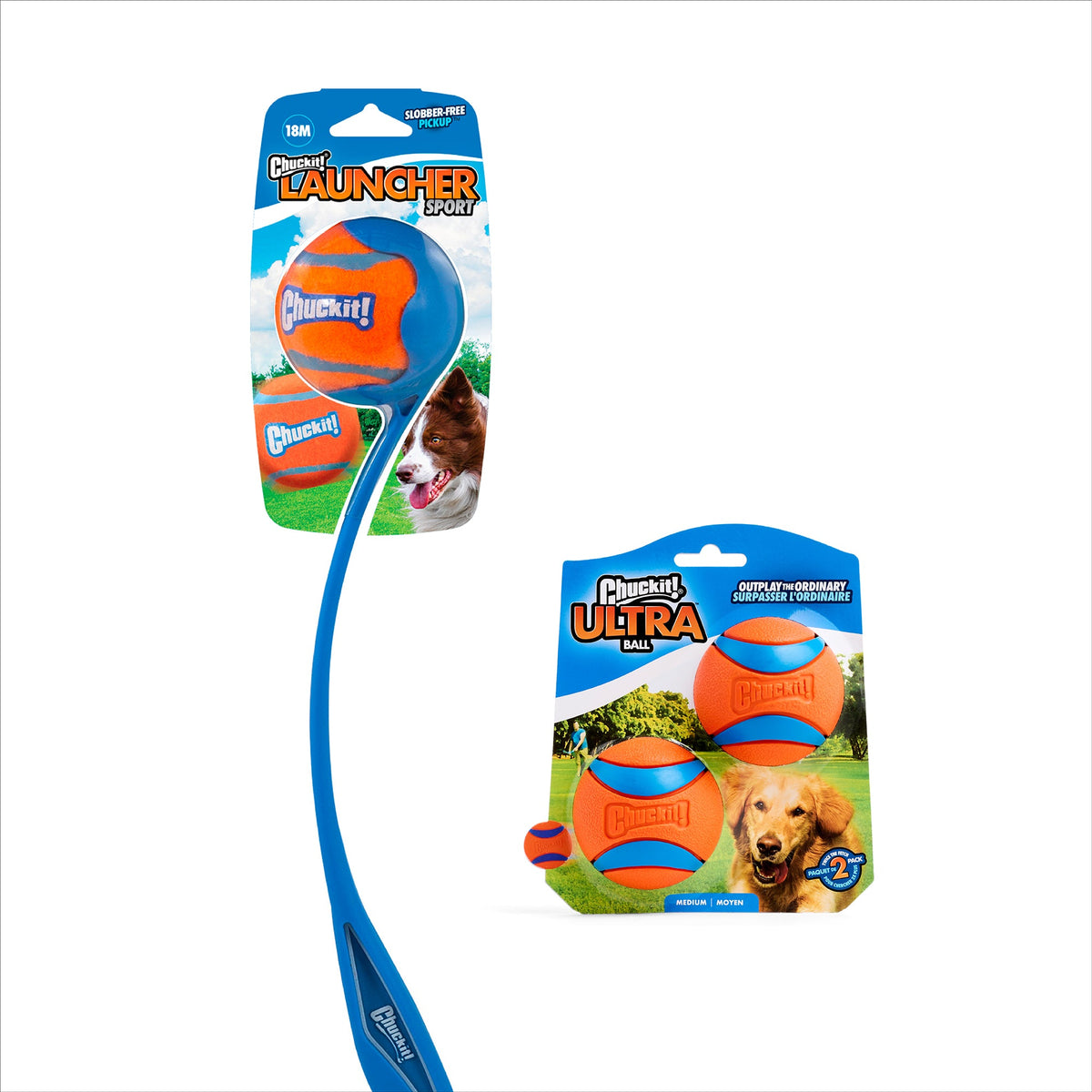 Chuckit! Sport 18M Launcher with Ultra Ball Medium 3 Pack