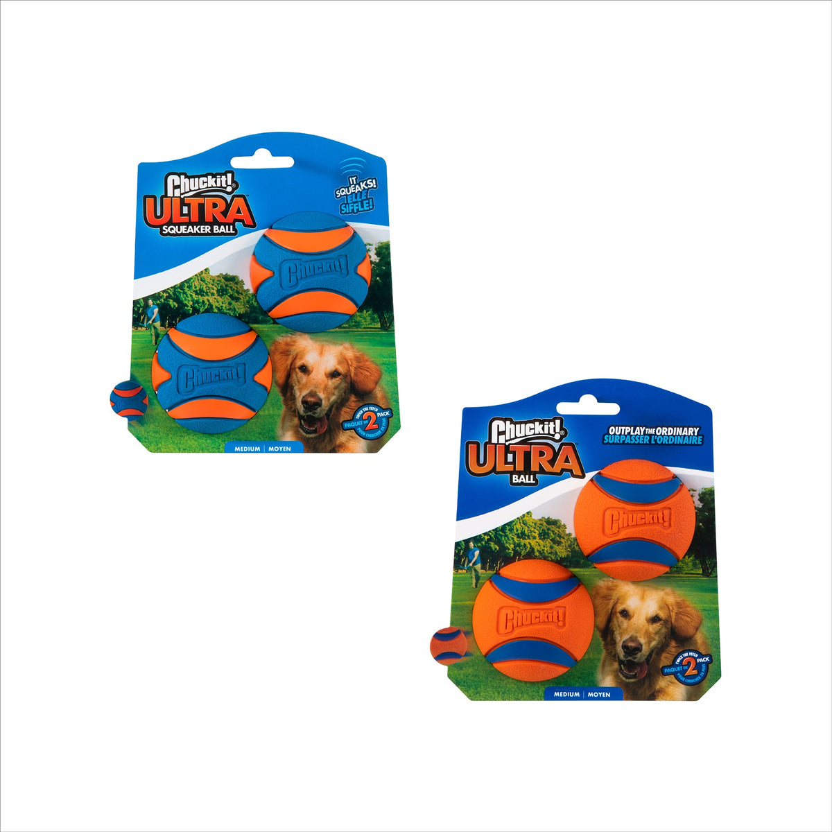 Chuckit! Ultra Ball & Ultra Squeaker Medium Assorted 4 Pack