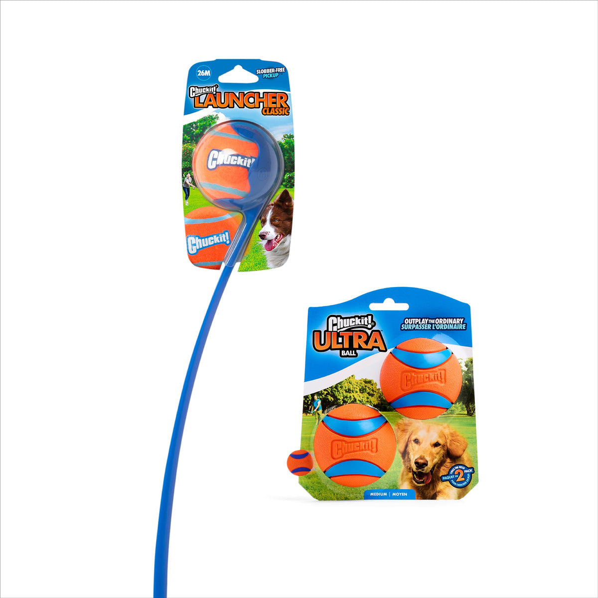 Chuckit! Classic 26M Launcher with Ultra Ball Medium 3 Pack