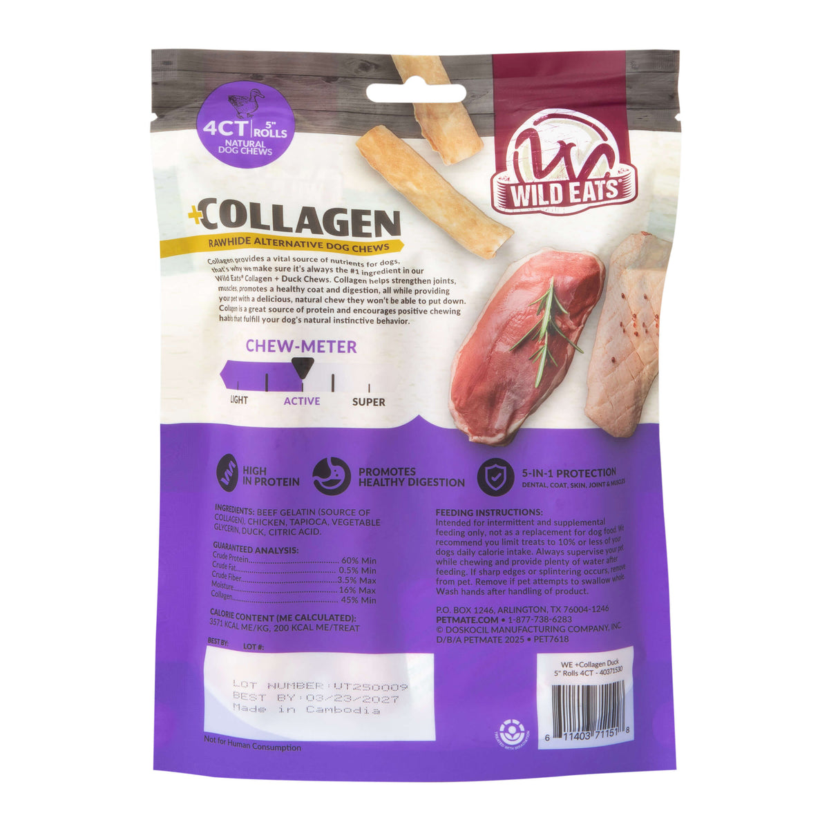 Wild Eats Duck Flavored Collagen Retriever Adult Rolls