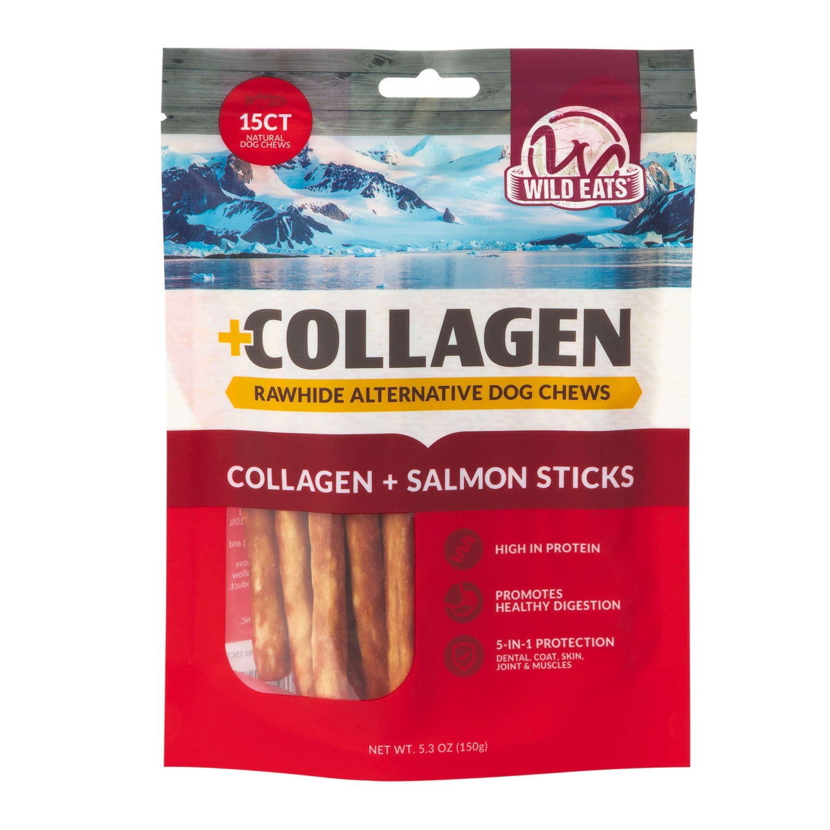 Wild Eats Salmon Flavor Collagen Long Lasting Dog Chew Sticks