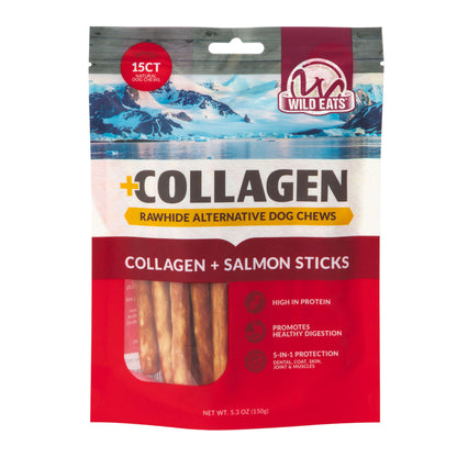 Wild Eats Salmon Flavor Collagen Long Lasting Dog Chew Sticks