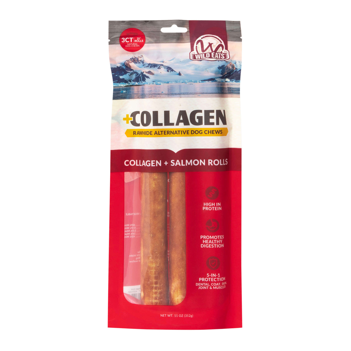 Wild Eats Salmon Flavored Collagen Retriever Adult Rolls