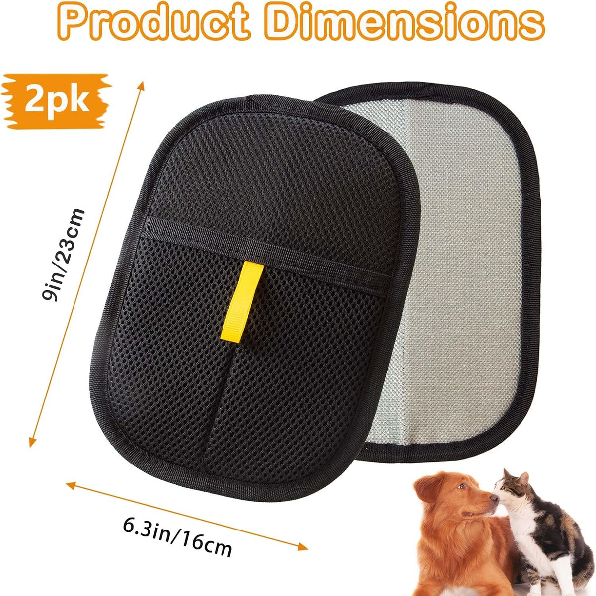 Thickened Pet Hair Removal Glove - Electrostatic Cat Dog Hair Remover Glove, Reusable Magic Brush Pet Hair Remover Tool for Couch, Carpet, and Car Seat (2Pcs-Black)