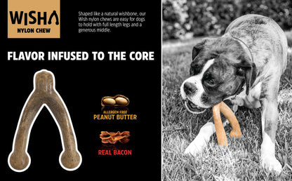 BarkBone Natural Instincts Wishbone Peanut Butter-Infused Nylon Dog Chew